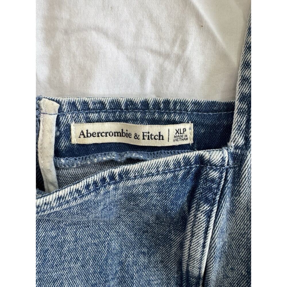 Abercrombie & Fitch Blue Denim Pinafore Column Square Neck Zip Midi Dress XLP - Picture 3 of 8